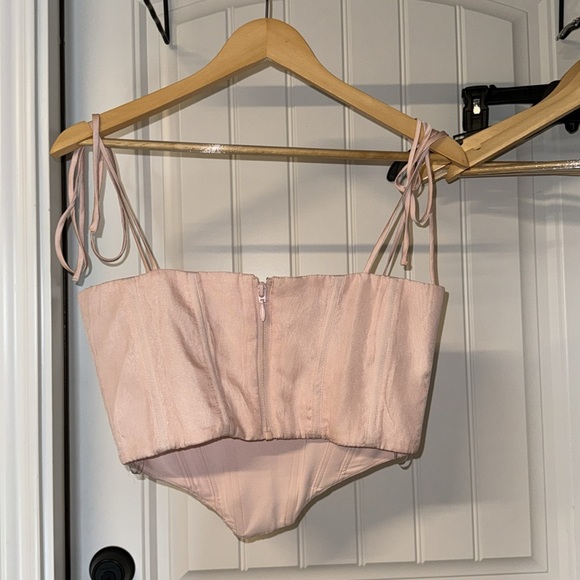 House of Cb     WILLOW
BABY PINK CHIFFON GATHERED BUST CROPPED CORSET - - Picture 12 of 13